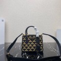 Knockoff Prada Galleria embroidered jacquard fabric mini bag 1BA906 black Tl5703JF45